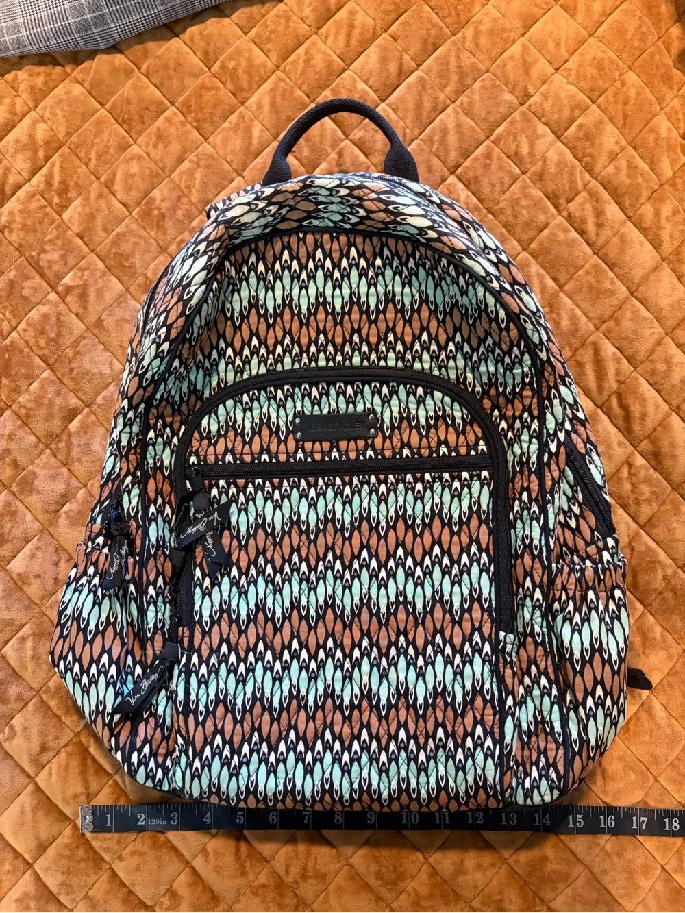 Vera Bradley Sierra Stream Quilted Backpack - Turquoise & Brown
